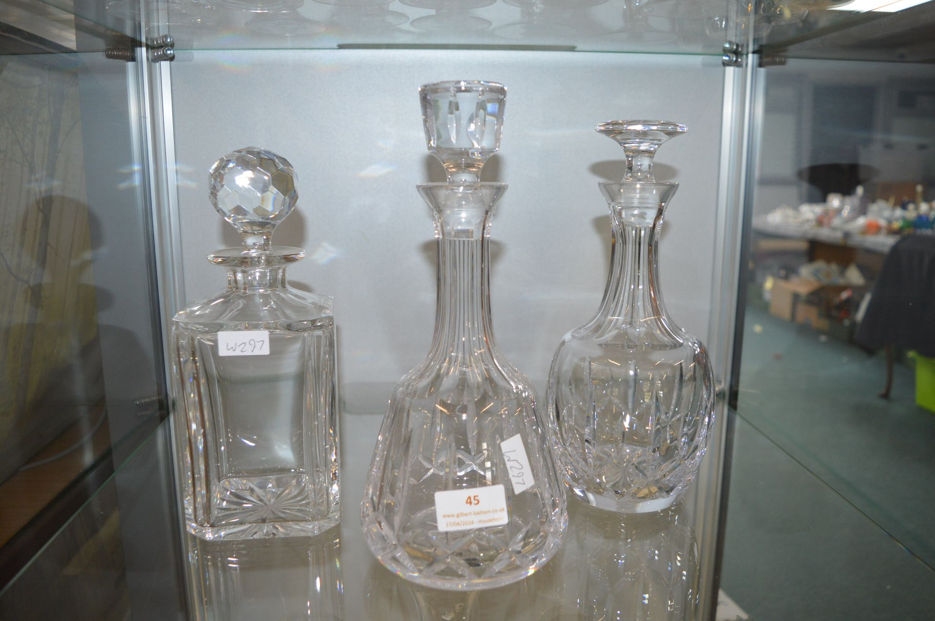 Three Cut Glass Lead Crystal Decanters