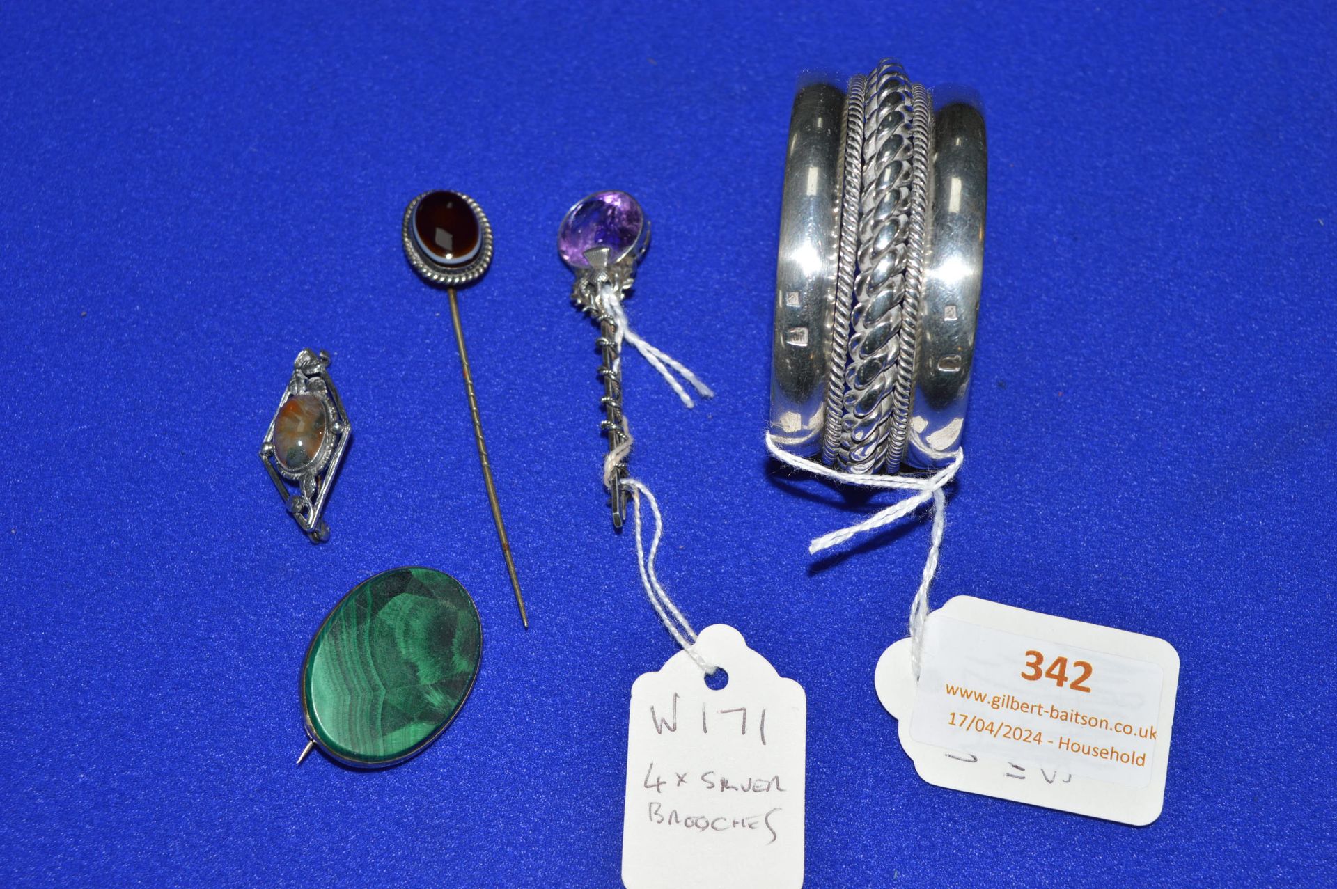 Four 925 Silver Brooches and a Costume Jewellery B