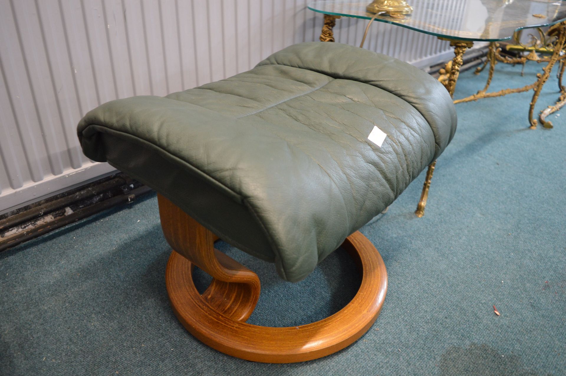 Stressless Green Leather Footstool - Image 2 of 2