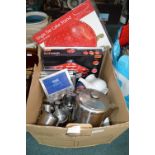 Stainless Steel Teapot and Jugs, Plate Warmer, etc