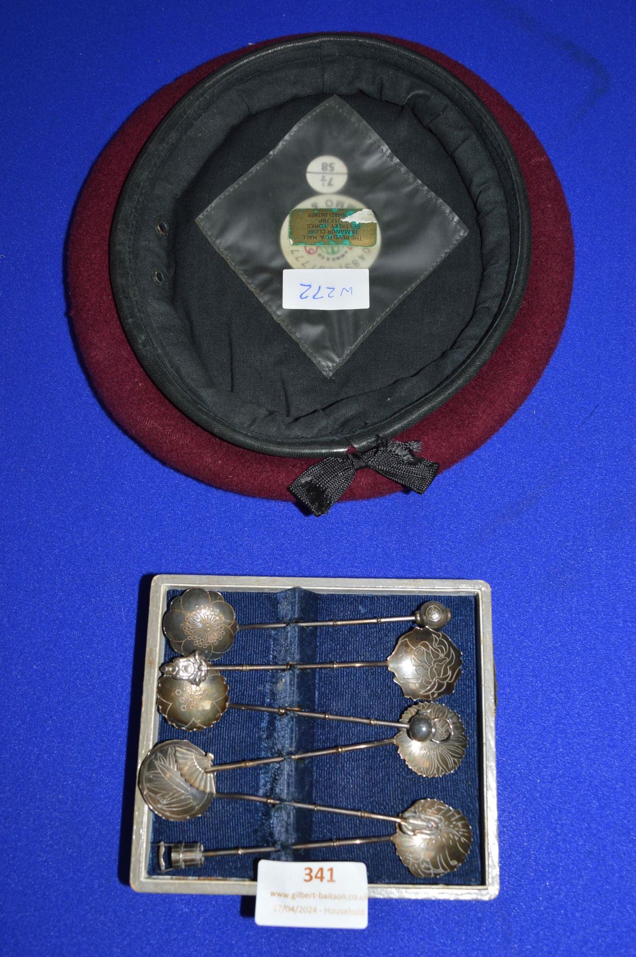 Set of Six Chinese Silver Teaspoons and a Beret