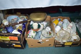 Four Boxes of Pottery, Glassware, and Decorative I