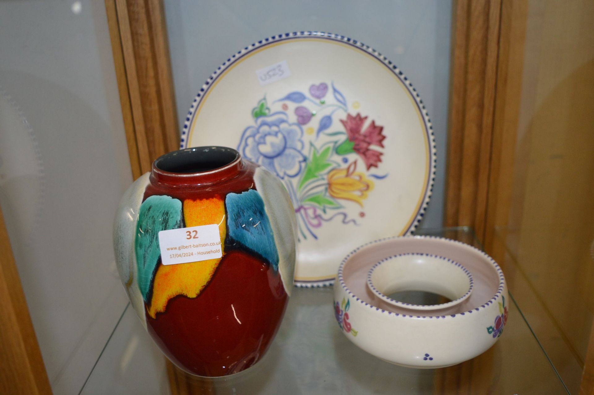 Poole Pottery Vase, Plate, and Posy Bowl
