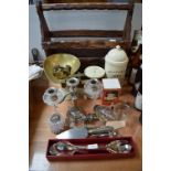 Kitchen Scales, Platted Ware, Newspaper Rack etc.