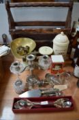 Kitchen Scales, Platted Ware, Newspaper Rack etc.