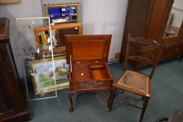Mirrors, Prints, Sewing Box, and a Single Chair