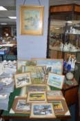 Framed Pictures and Print Including Watercolours a
