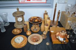 Turned Wooden Bowls, Clocks, etc.
