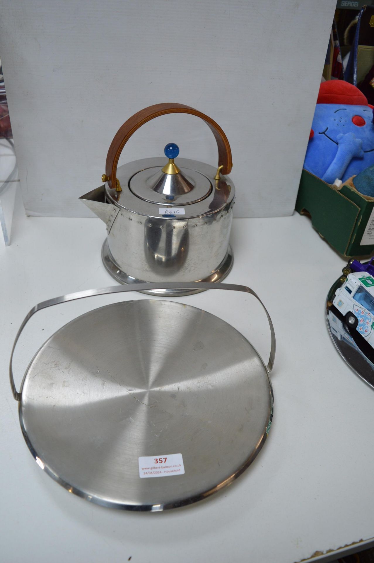 Stainless Steel Kettle and a Cake Stand