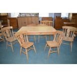 Solid Pine Kitchen Table with Two Carvers and Four