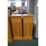 Pair of Solid Pine Cupboard with Single Drawers