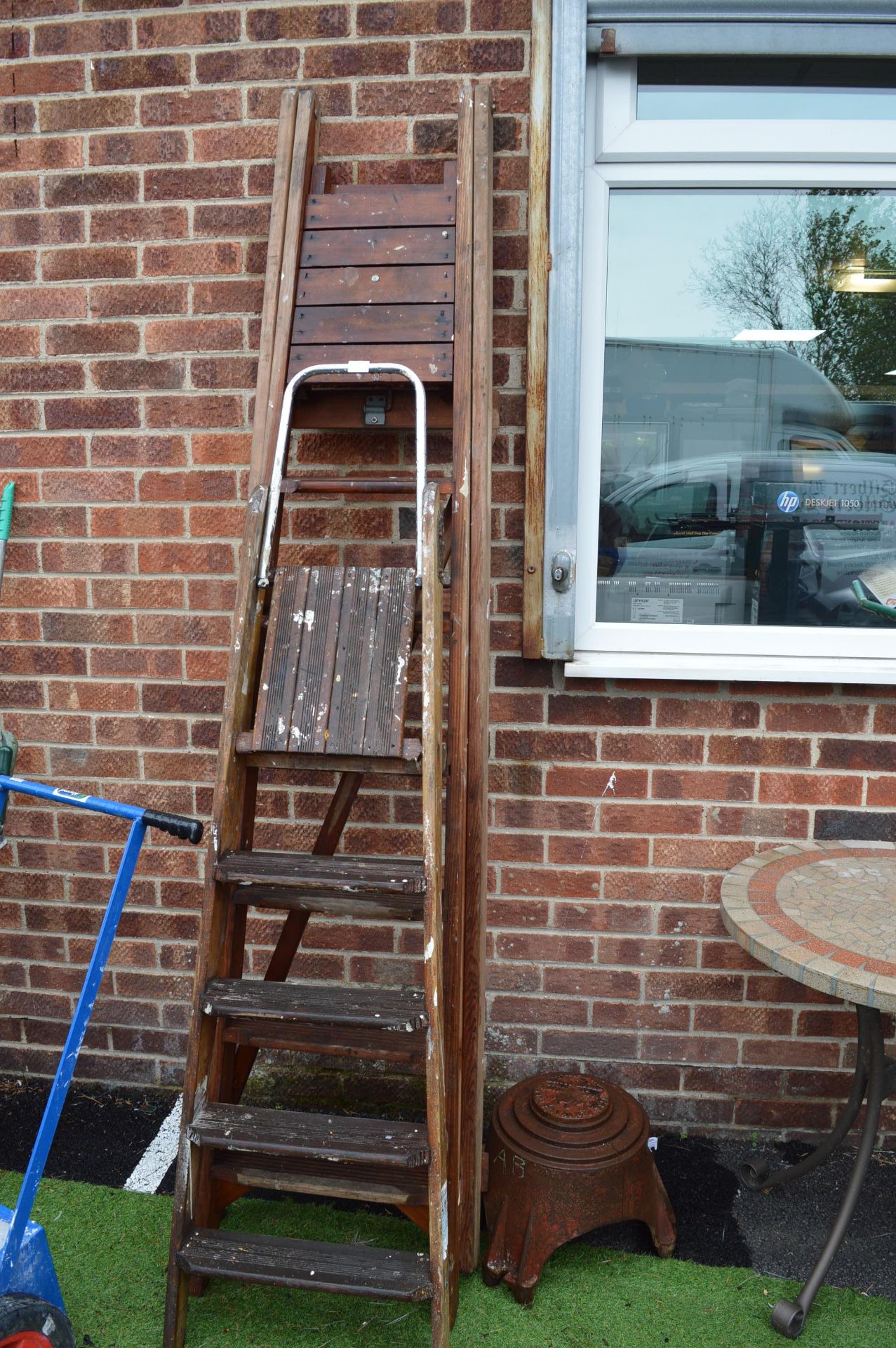 Two Wooden Folding Step Ladders