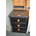 Black Painted Solid Pine Three Drawer Cabinet