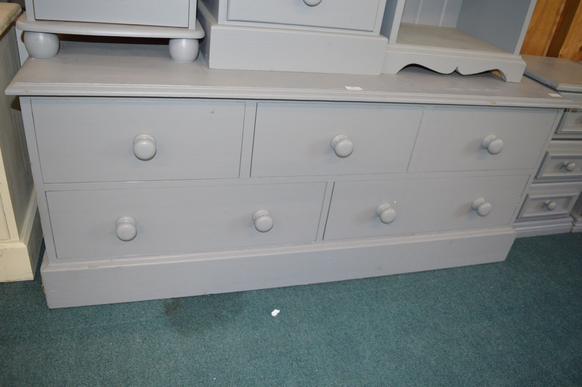 Three Grey Painted Solid Pine Bedside Cabinets