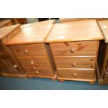 Pair of Solid Pine Three Drawer Bedside Cabinets