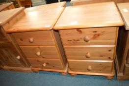 Pair of Solid Pine Three Drawer Bedside Cabinets