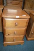 Solid Pine Three Drawer Bedside Cabinet