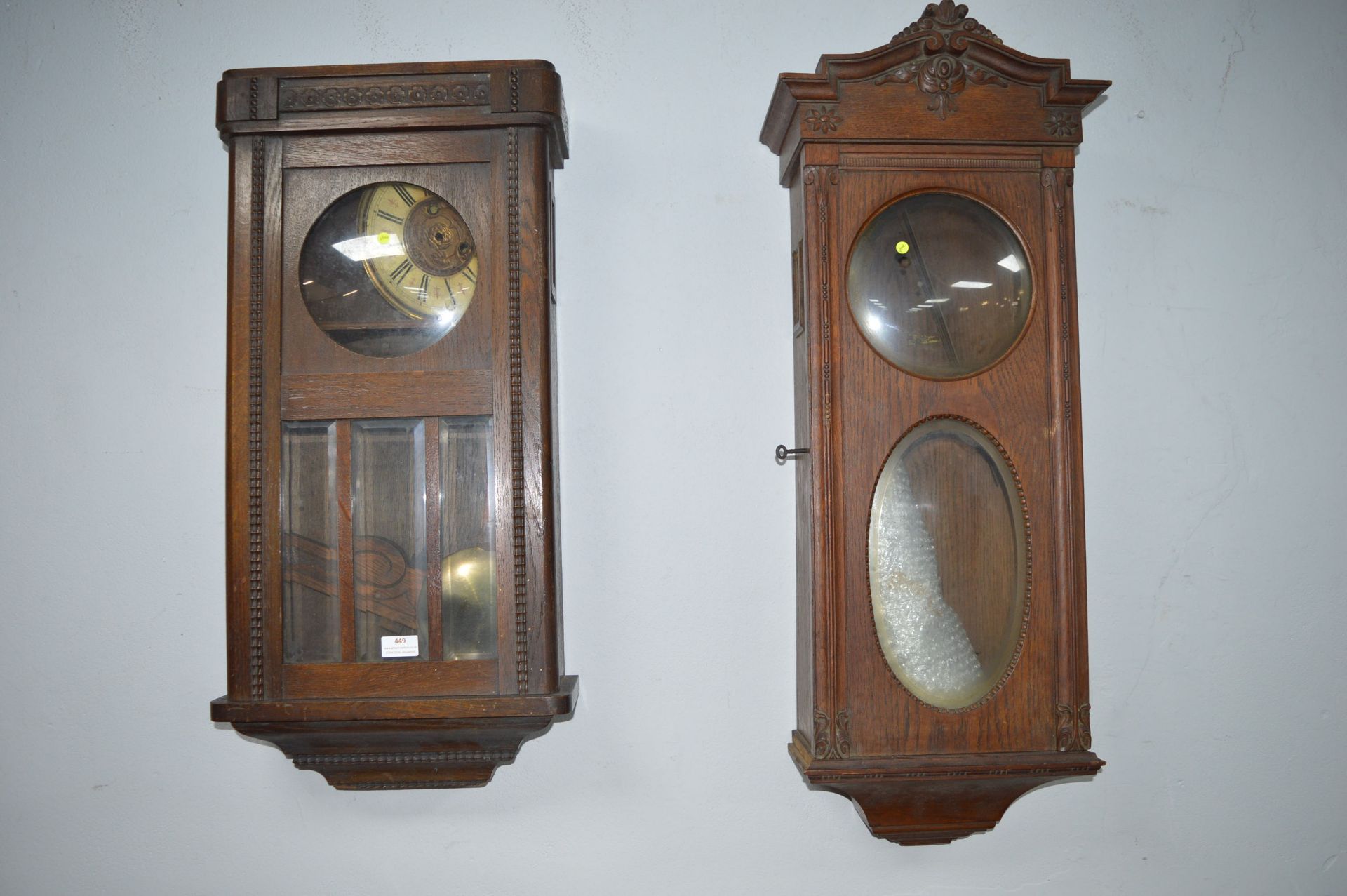 Two Oak Wall Clock Cabinets for Spares/Repair