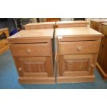 Pair of Solid Pine Bedside Cabinet with Single Dra
