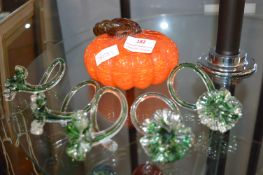 Murano Glass Pumpkin and Five Napkin Rings