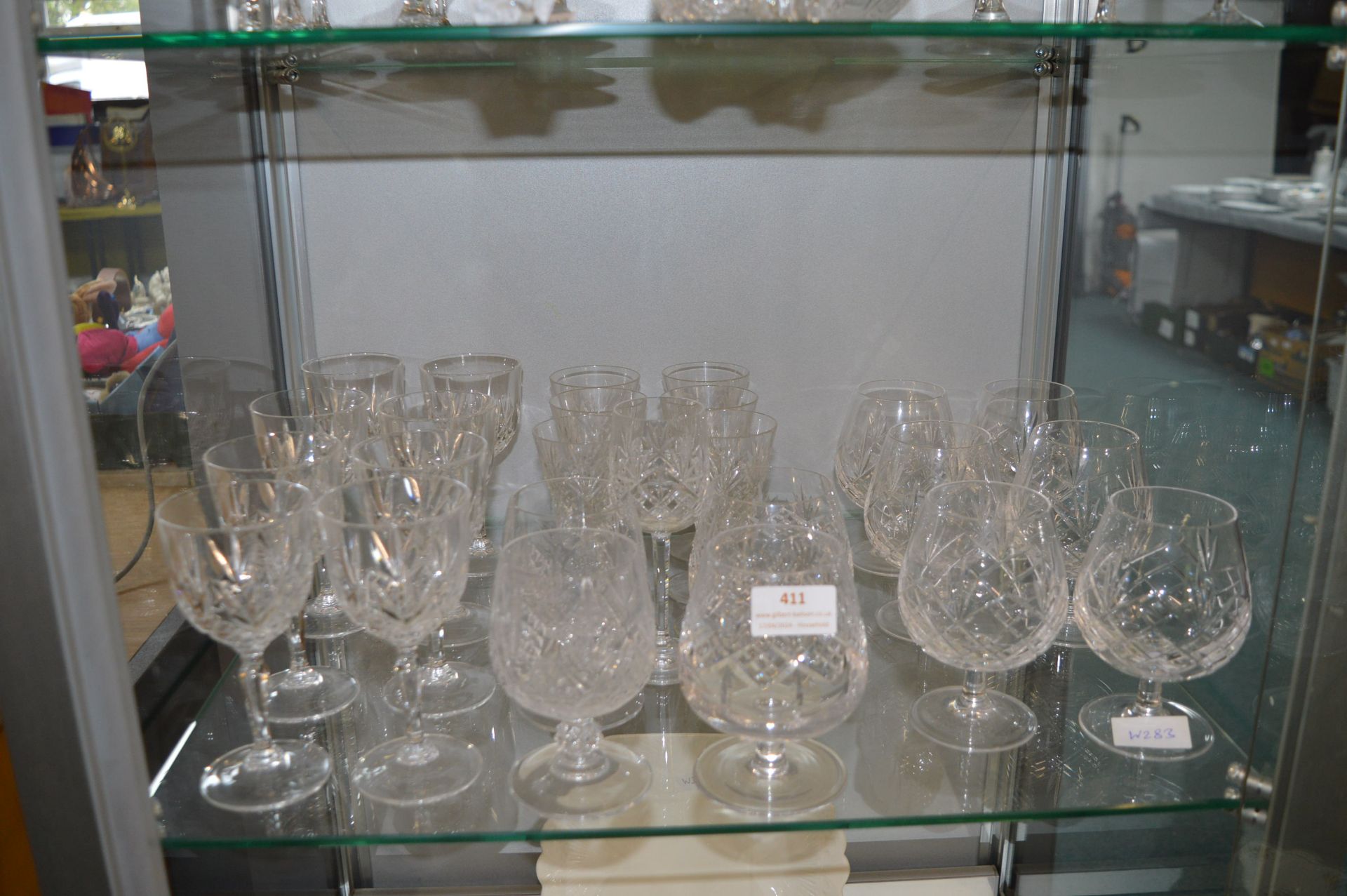 Cut Glass Lead Crystal Wine Glasses, and Brandy Go