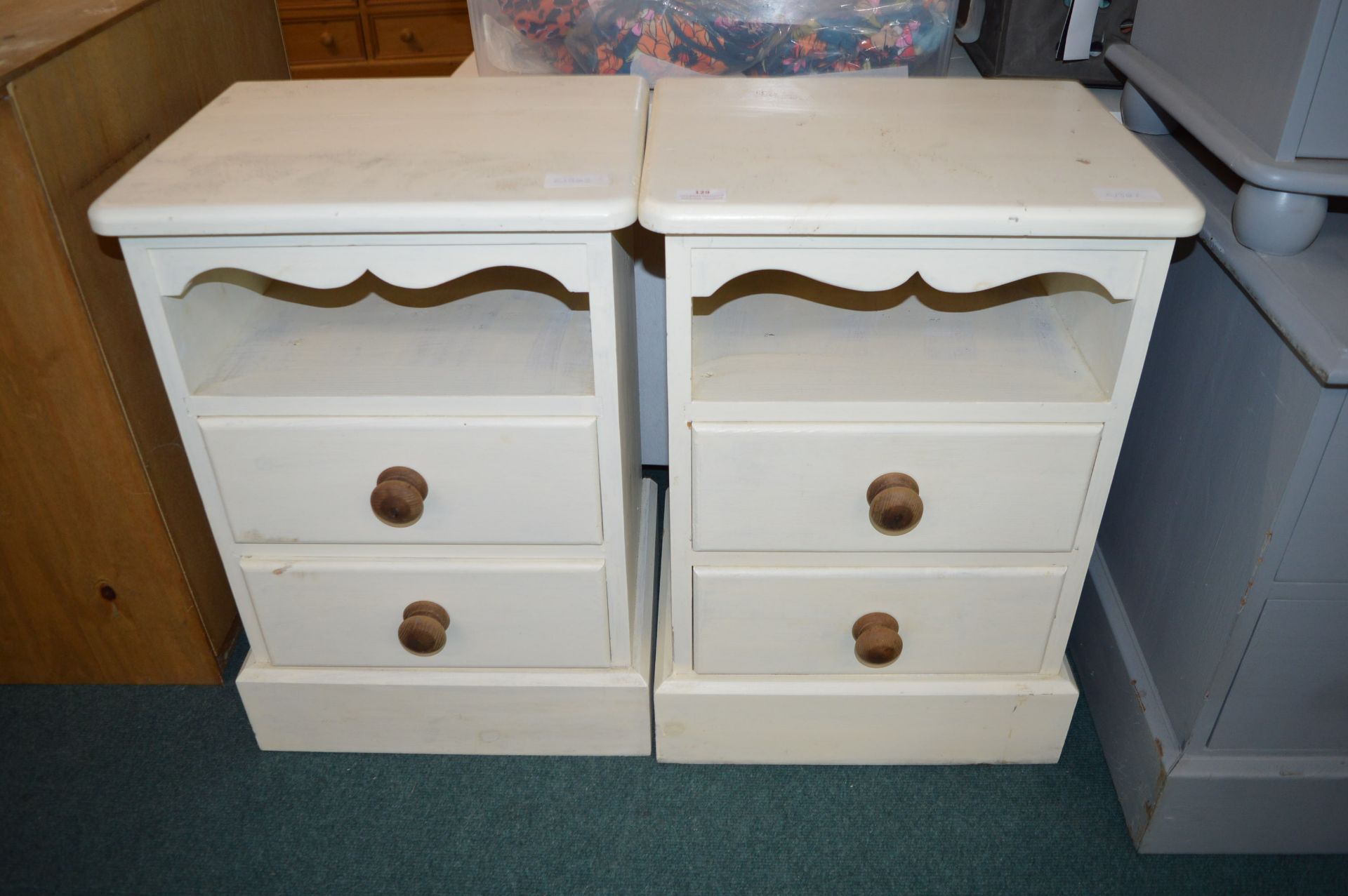 Pair of Cream Painted Solid Pine Bedside Cabinets