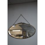 Oval Brass Framed Beveled Edge Mirror