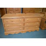 Solid Pine Six Drawer Low Storage Chest