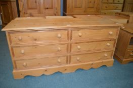 Solid Pine Six Drawer Low Storage Chest