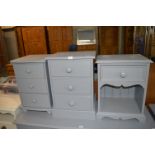 Grey Painted Solid Pine Three Drawer Low Storage C