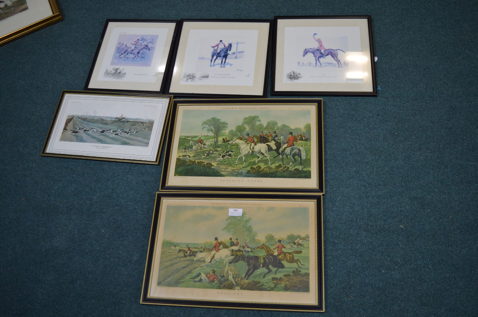 Six Framed Hunting Prints