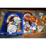 Two Boxes of Ornamental Pottery, Decorative Items,