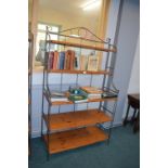 Metal Framed Five Tier Shelf Unit with Solid Pine