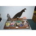 Wooden Tray Containing Small Collectibles