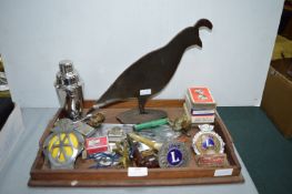 Wooden Tray Containing Small Collectibles