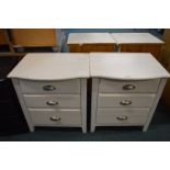 Pair of Cream Painted Three Drawer Bedside Cabinet