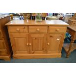 Solid Pine Sideboard with Three Drawers and Three