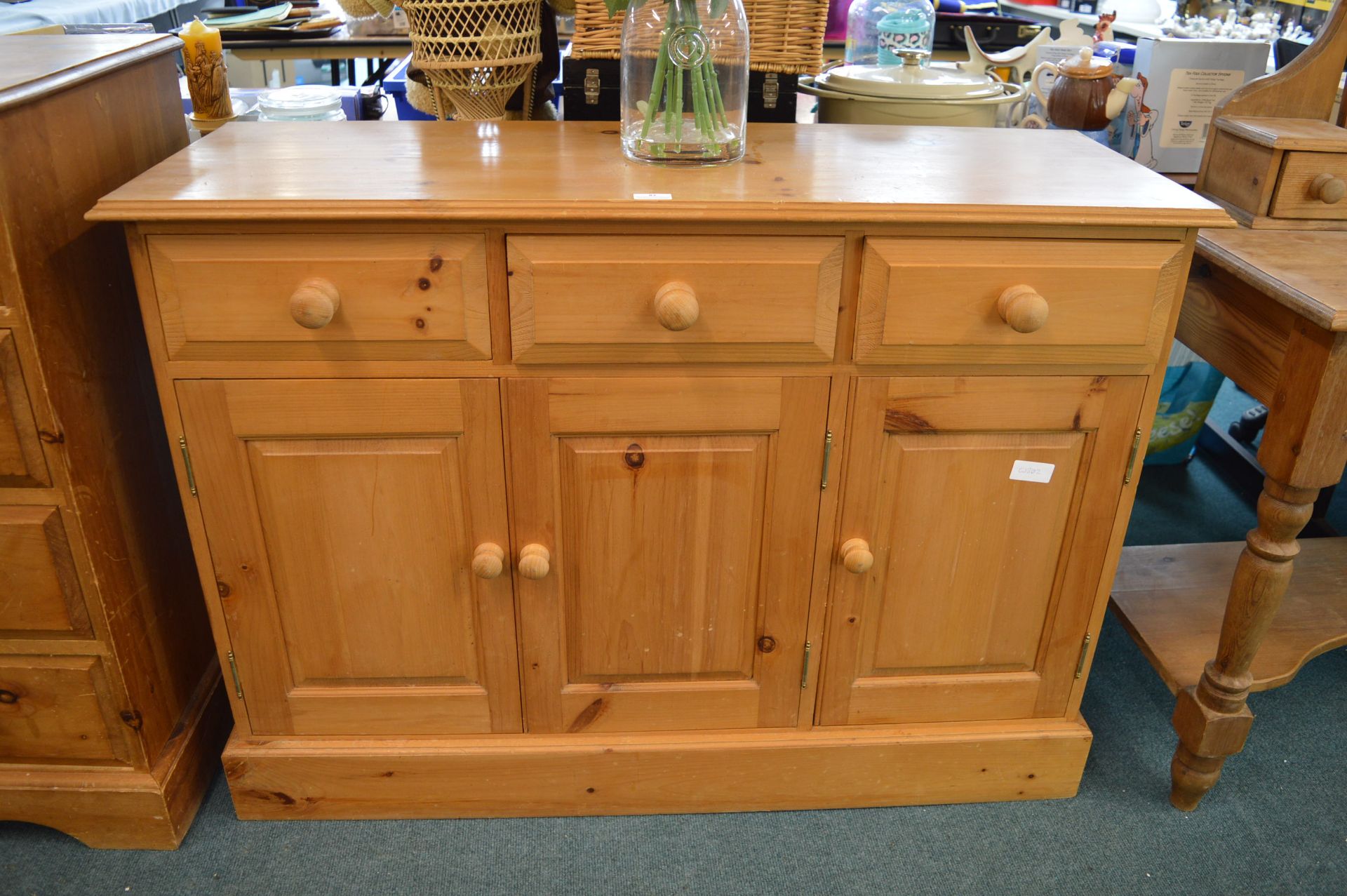 Solid Pine Sideboard with Three Drawers and Three