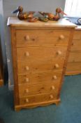 Solid Pine Six Drawer Upright Chest
