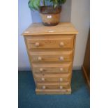 Solid Pine Five Drawer Upright Chest