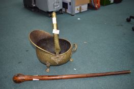 Small Brass Coal Scuttle, and a Shillelagh