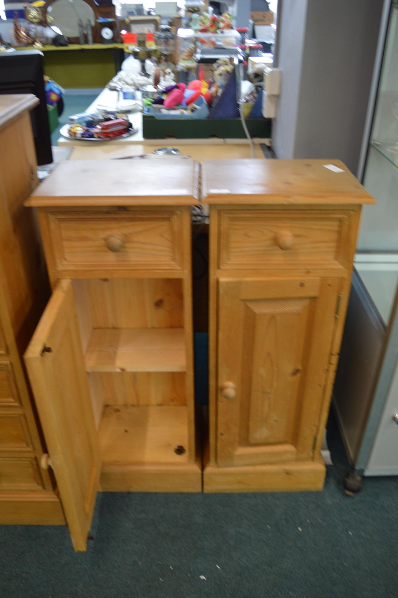 Pair of Solid Pine Cupboard with Single Drawers - Image 2 of 2