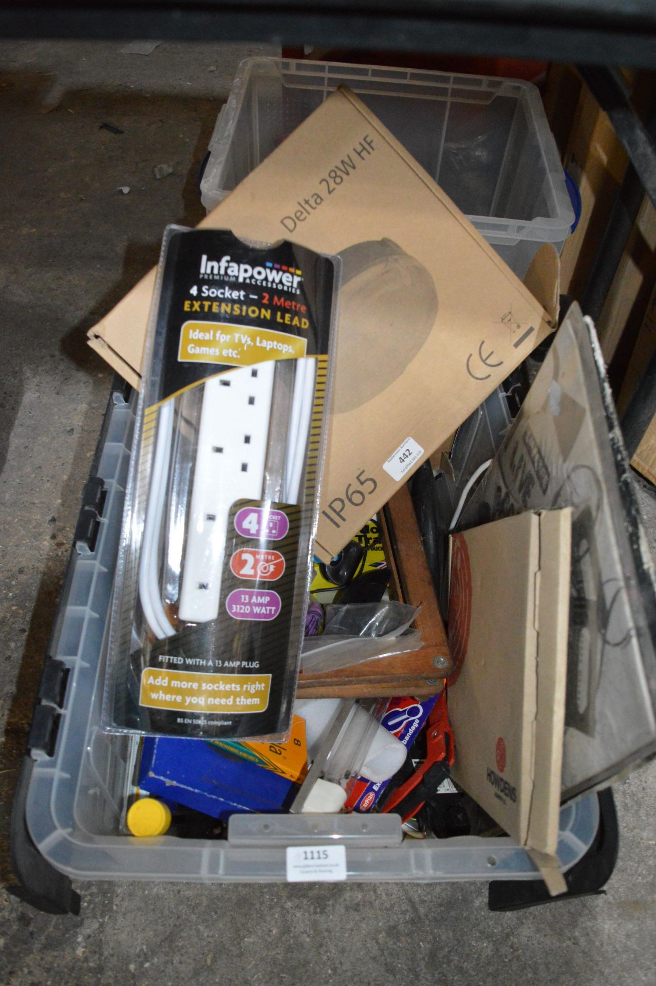 Mixed Lot Including Wall Light, Extension Lead, Spanners, Rulers, etc.