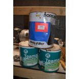 Two Tins of Red Oxide Protective Paint, and a Part Used Tin of Body Filler