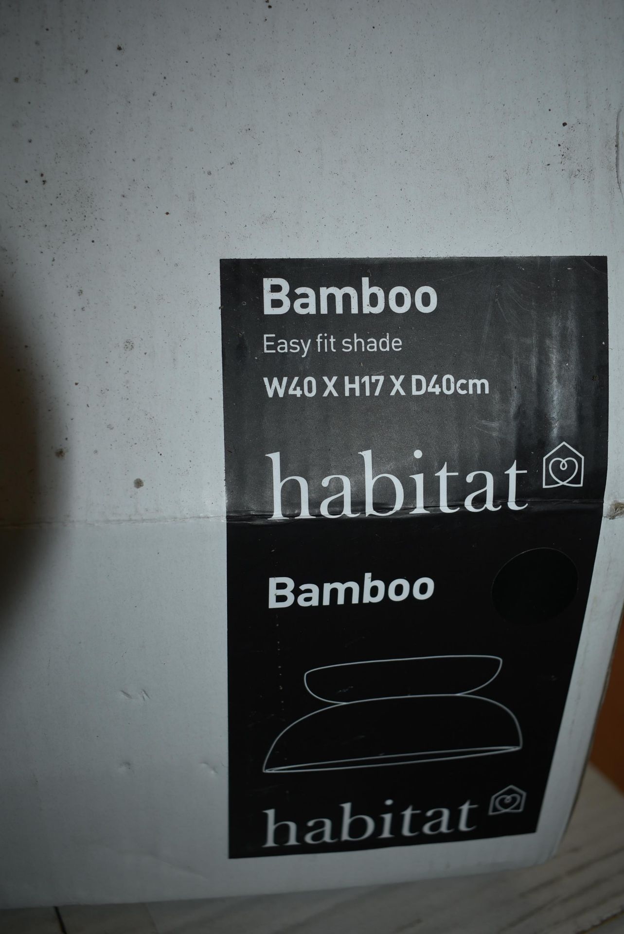 Habitat Blue Lampshade, and a Bamboo Shade