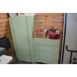 Small Green Wardrobe and Green Four Drawer Chest