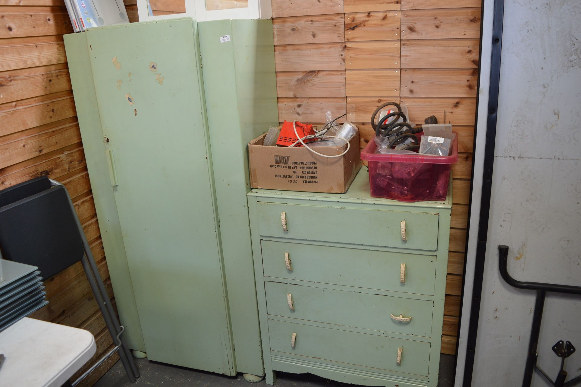 Small Green Wardrobe and Green Four Drawer Chest