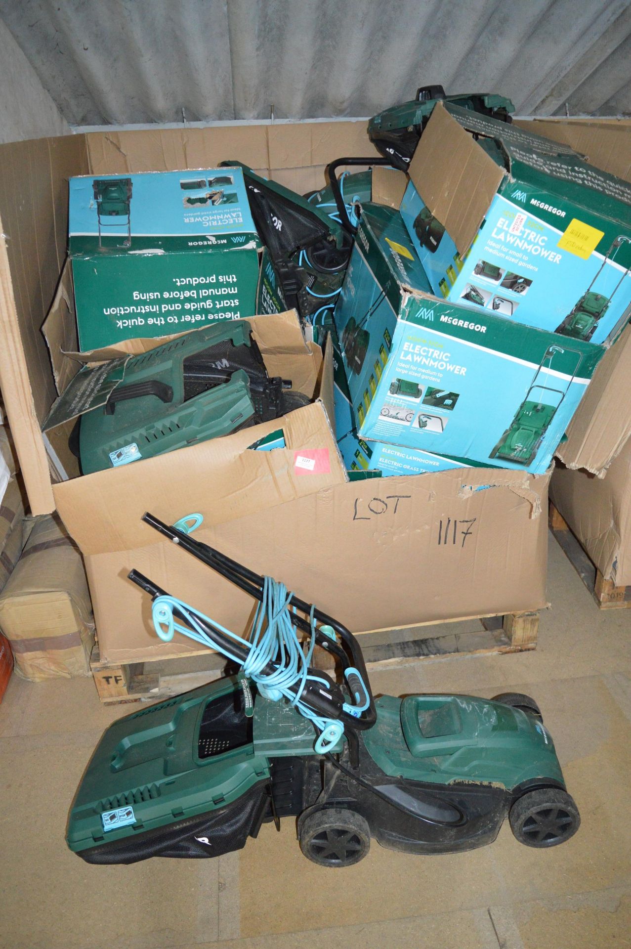 Pallet Containing a Quantity of McGregor Electric Lawnmowers (salvage)