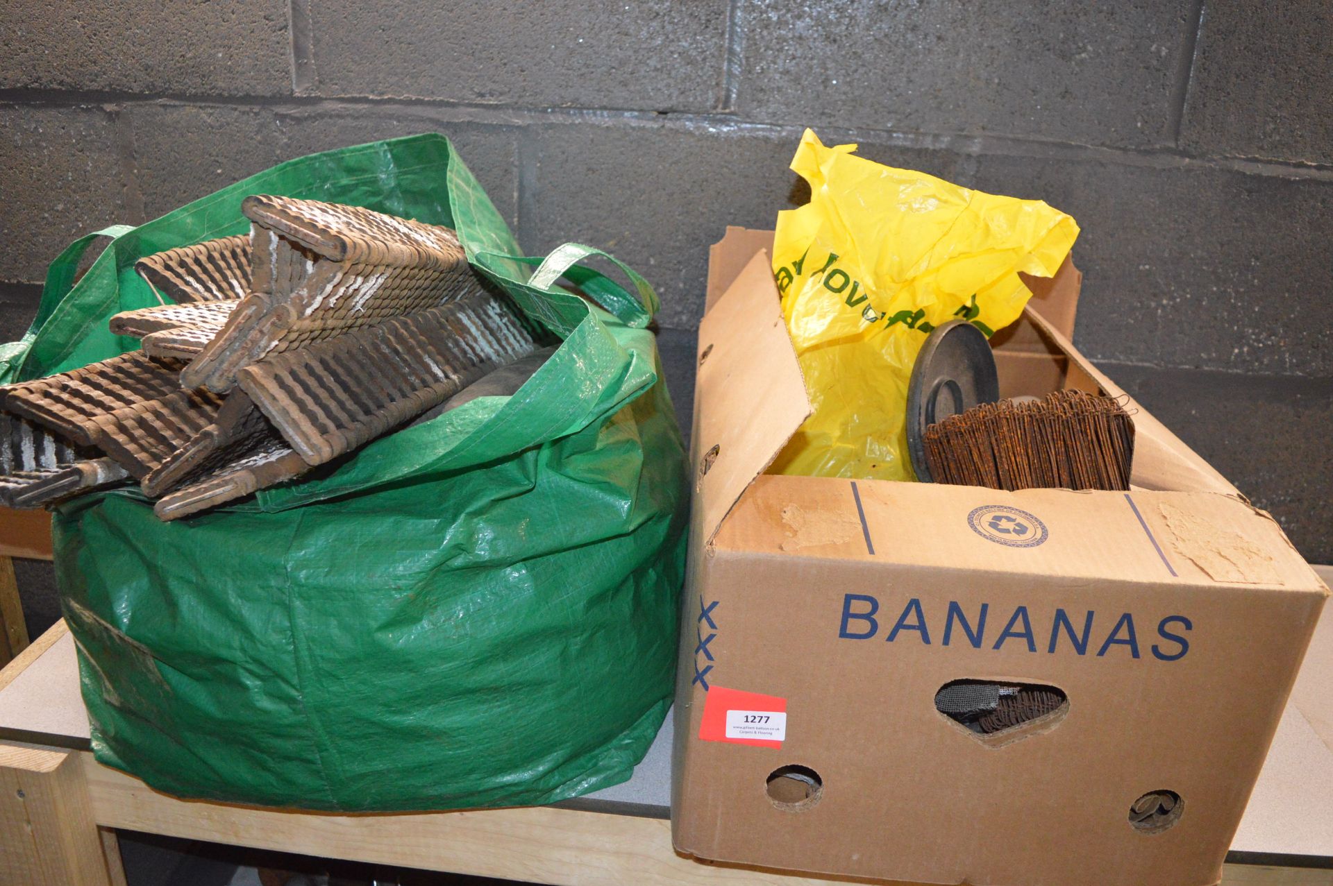 Box and Bag of Wall Ties and Floor Mating, etc.