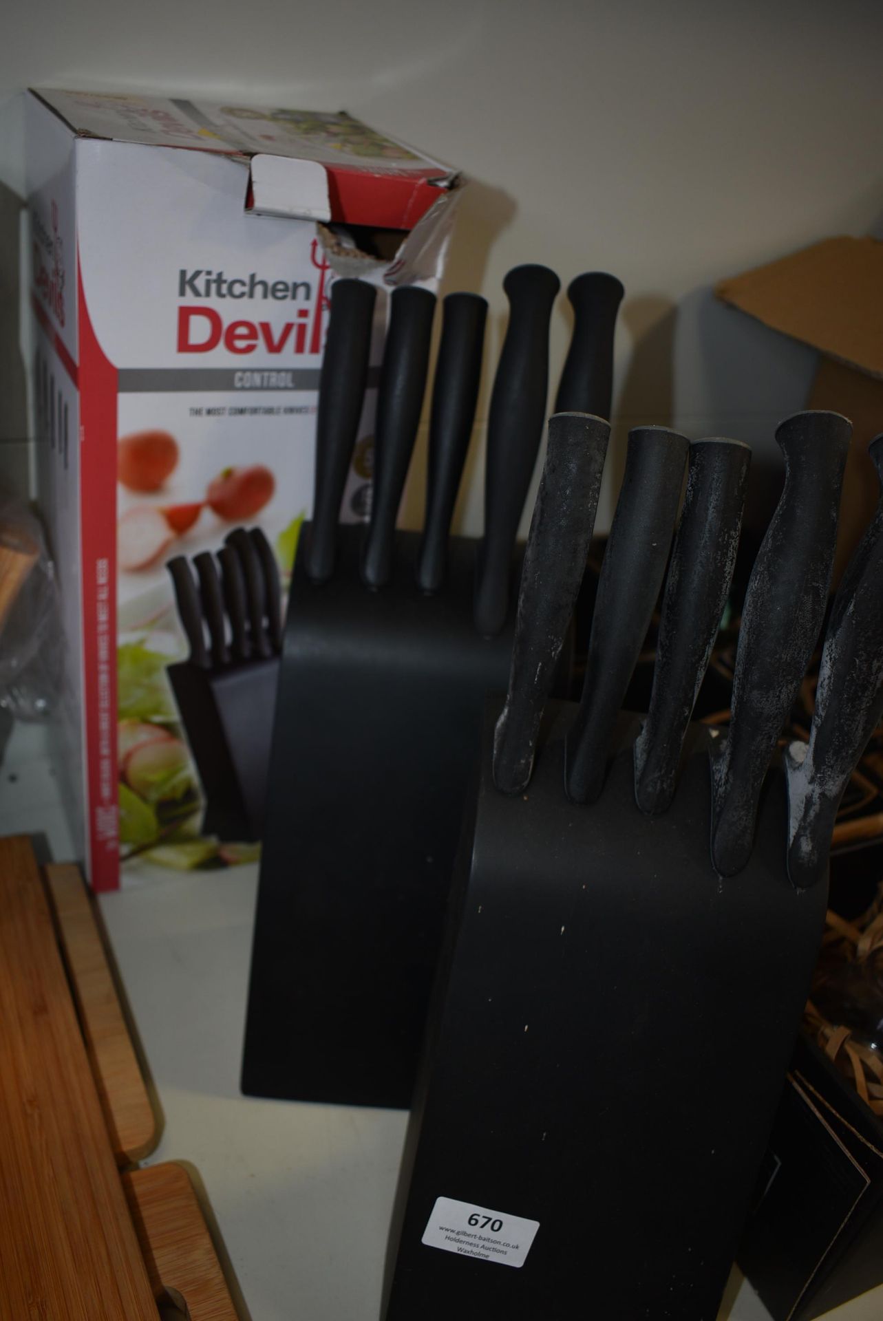 Three Kitchen Devil Knife Blocks with 5 Knives